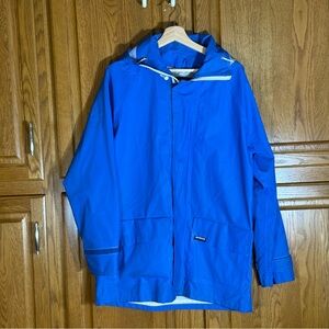 Harrison Outfitters Blue Rain Jacket Coat Hooded Vintage Medium Waterproof